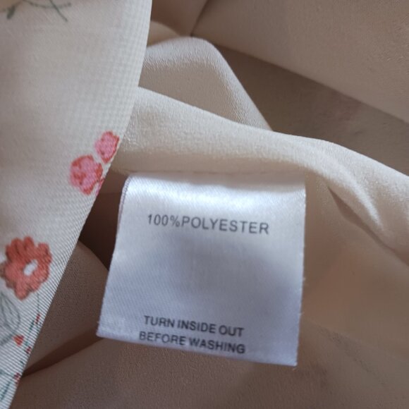 Sabo Skirt, Mini Dress, Ruffled, Open Back, Cream/Orange Floral, Size Medium - Picture 16 of 16